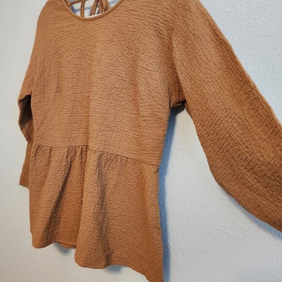 Madewell‎ Peplum 3/4 Sleeve Open Back Top Size XS - Picture 6 of 11